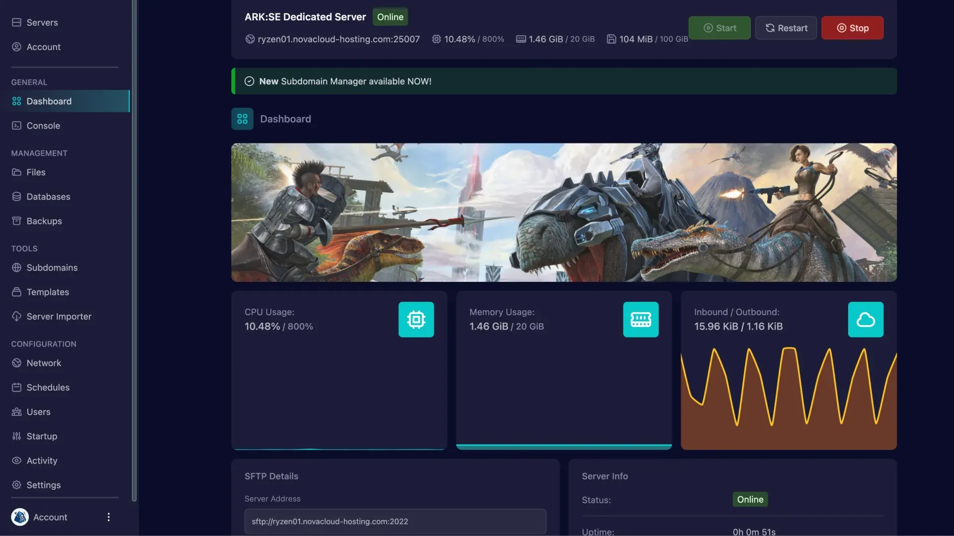 ARK: Survival Evolved Control Panel