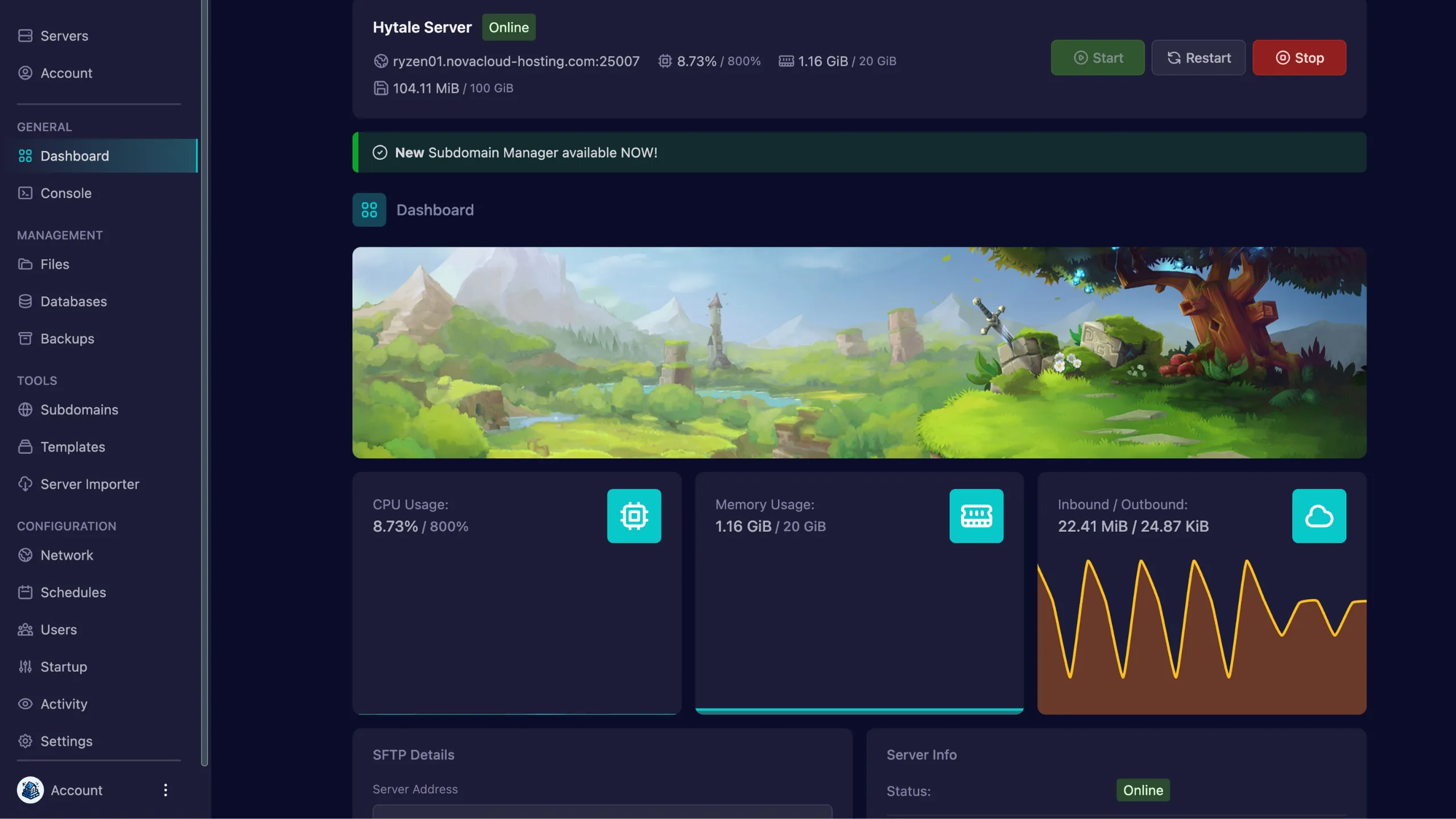 Hytale Control Panel
