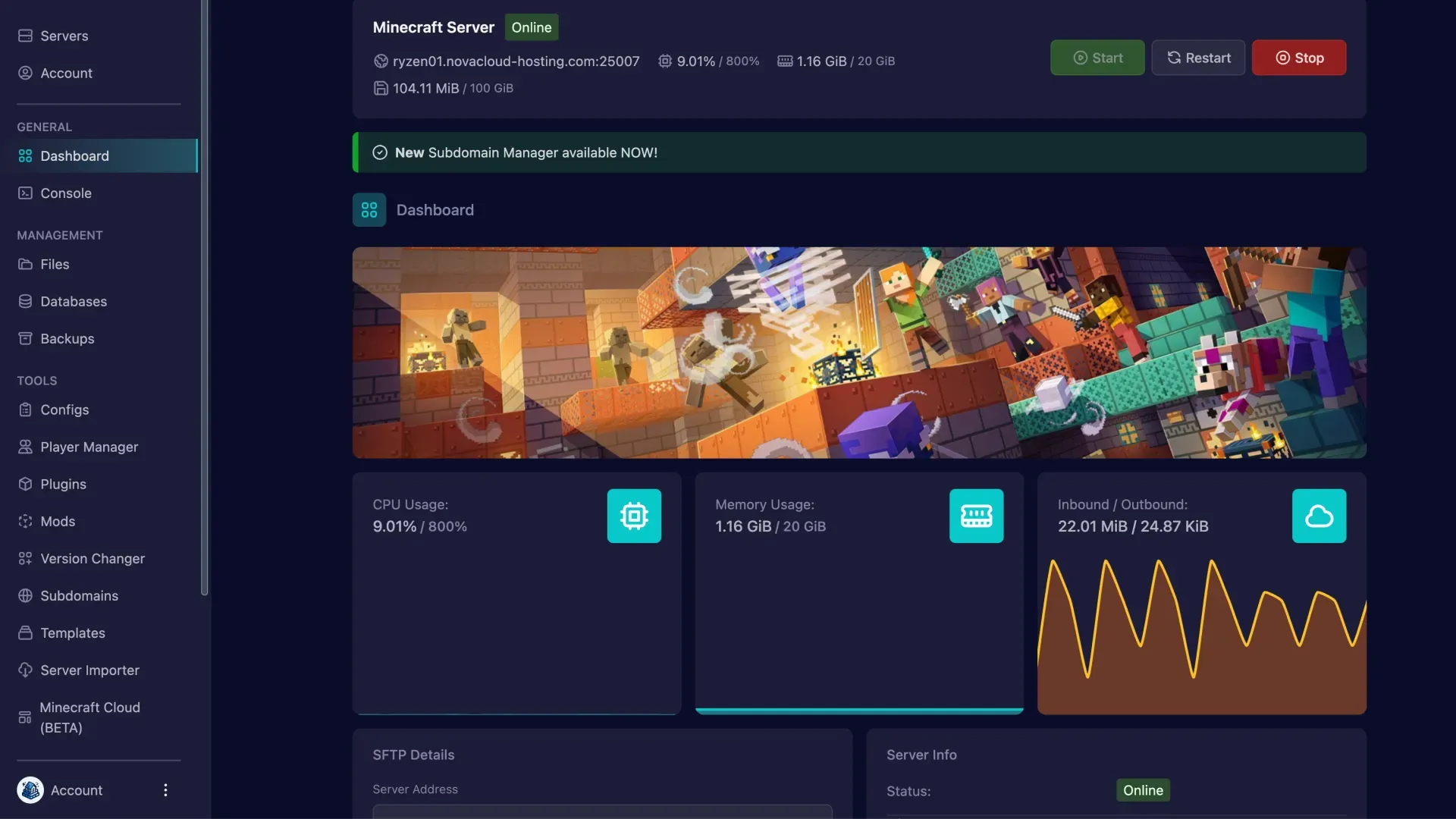 Minecraft Control Panel