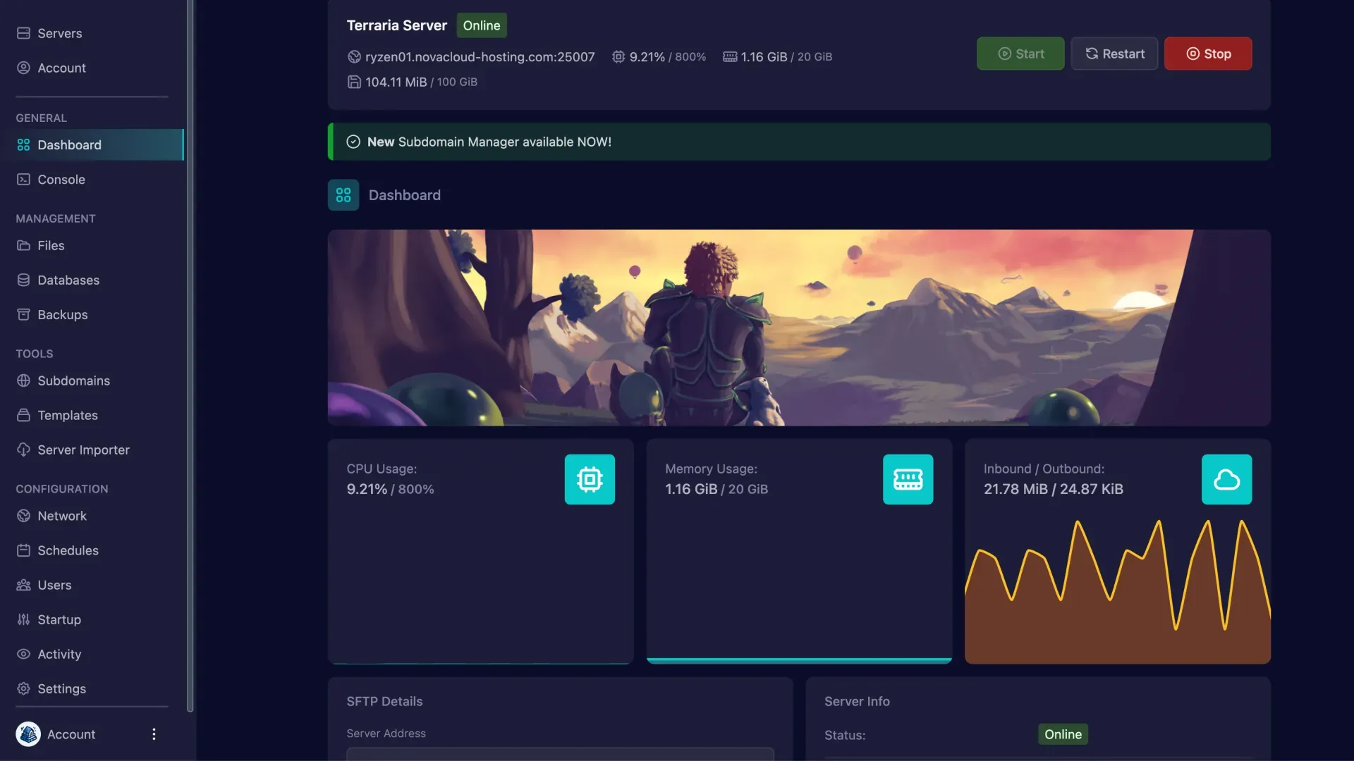 Terraria Control Panel